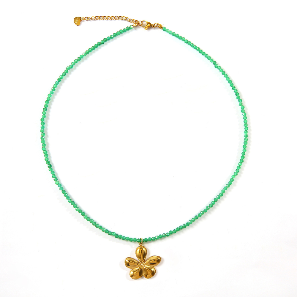 French Heart Pearl Pendant Necklace Stainless Steel in 18K Gold