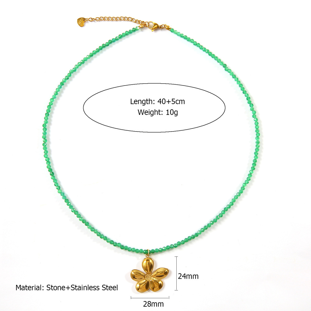 French Heart Pearl Pendant Necklace Stainless Steel in 18K Gold