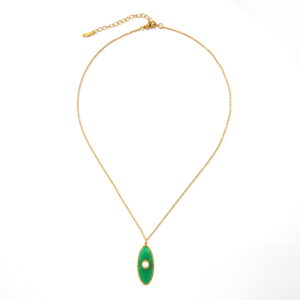 French Heart Pearl Pendant Necklace Stainless Steel in 18K Gold