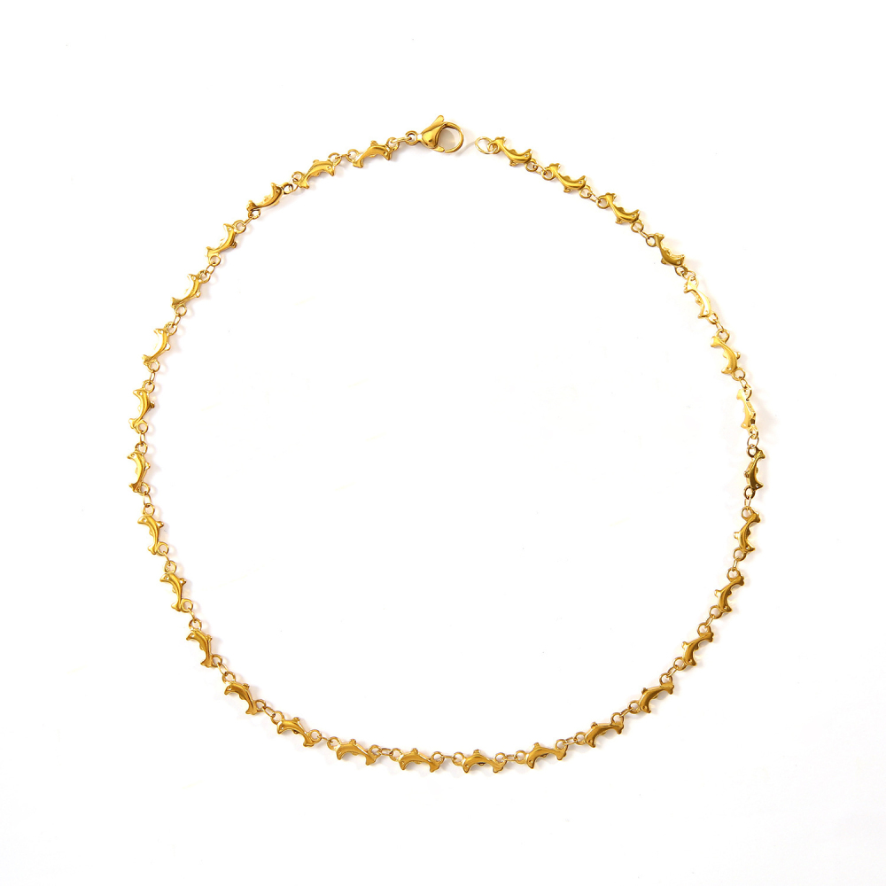 French Heart Pearl Pendant Necklace Stainless Steel in 18K Gold