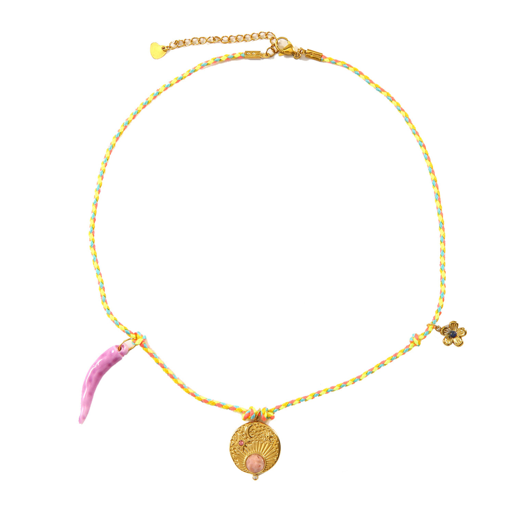 Hypoallergenic 18k Western Cowboy with Interesting Charm Necklace