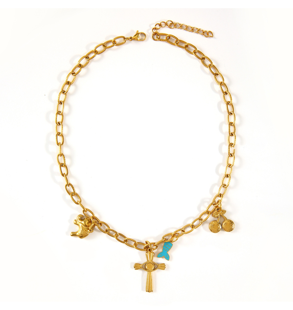 Hypoallergenic 18k Western Cowboy with Interesting Charm Necklace