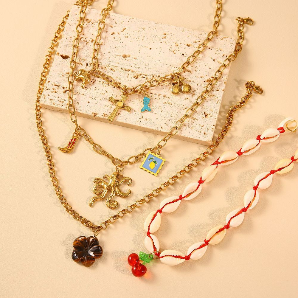 Hypoallergenic 18k Western Cowboy with Interesting Charm Necklace