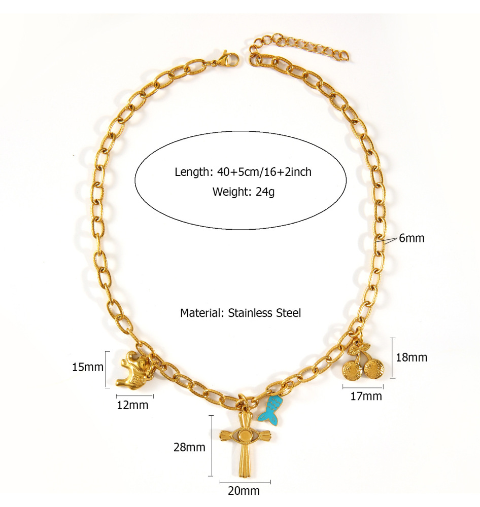 Hypoallergenic 18k Western Cowboy with Interesting Charm Necklace