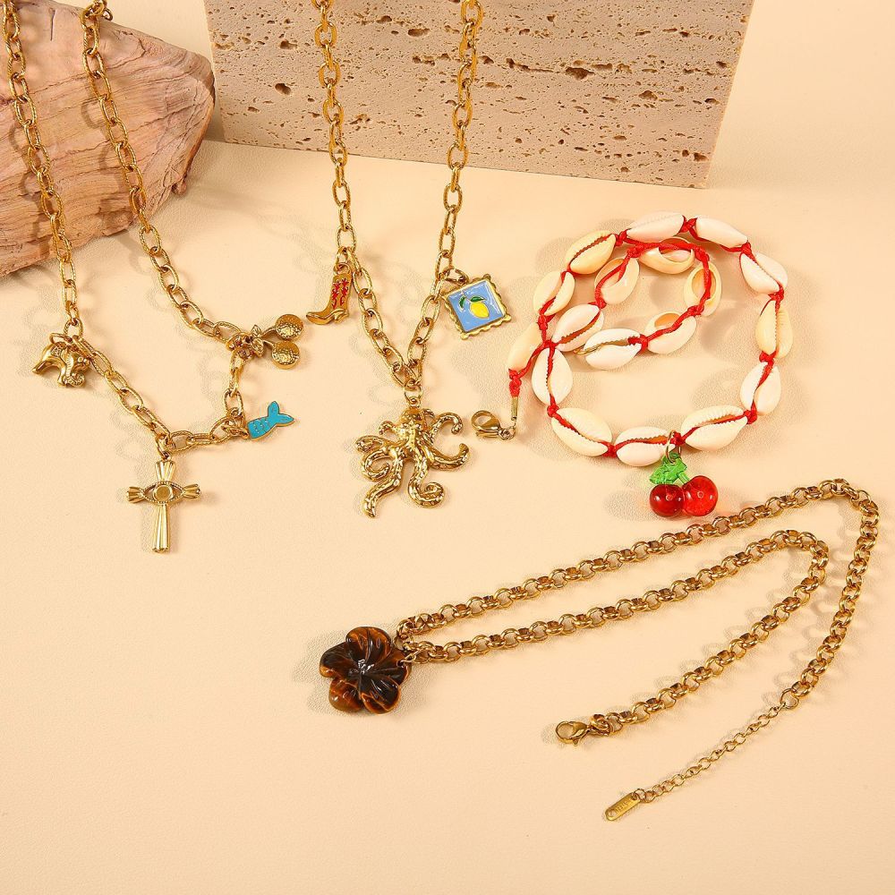 Hypoallergenic 18k Western Cowboy with Interesting Charm Necklace