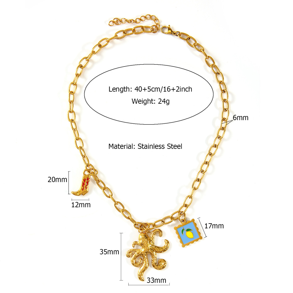 Hypoallergenic 18k Western Cowboy with Interesting Charm Necklace