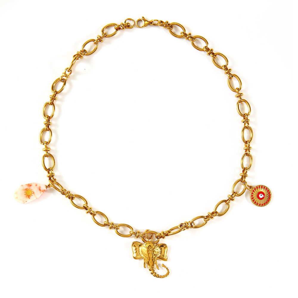 Hypoallergenic 18k Western Cowboy with Interesting Charm Necklace