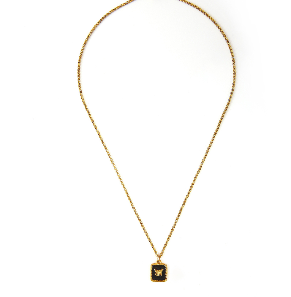 French Heart Pearl Pendant Necklace Stainless Steel in 18K Gold