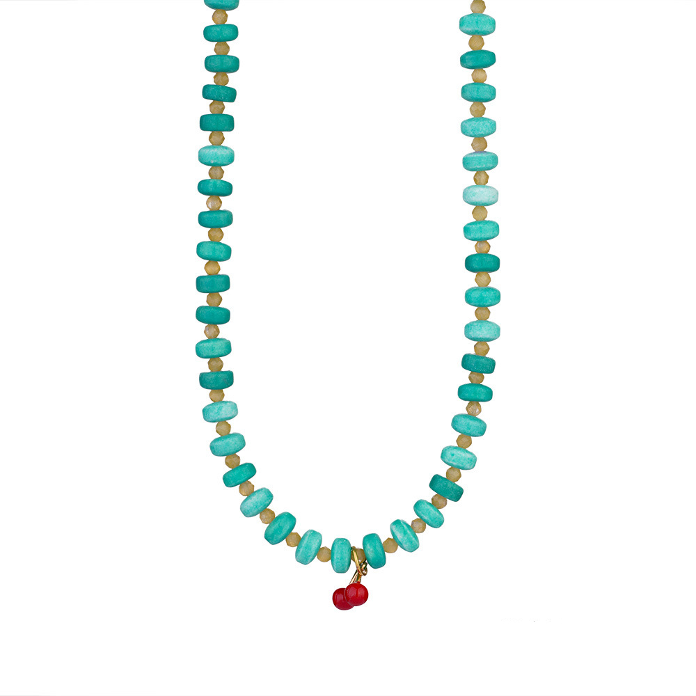 Minimalist Red Bead Choker Necklace in 18k Gold PVD Coated Stainless Steel