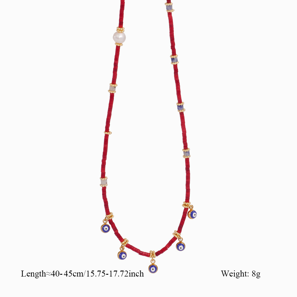 Minimalist Green Beaded Necklace with 18K Gold Stainless Steel Flower Pendant