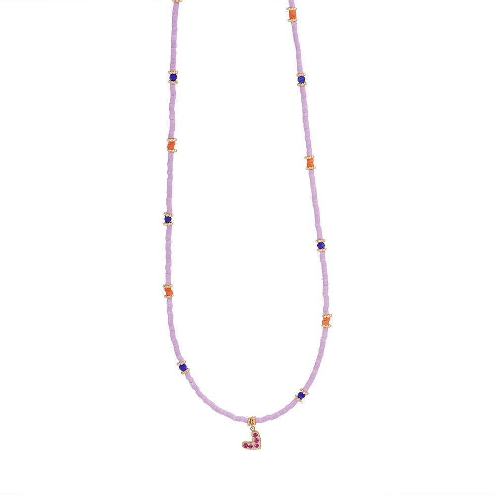 Minimalist Green Beaded Necklace with 18K Gold Stainless Steel Flower Pendant