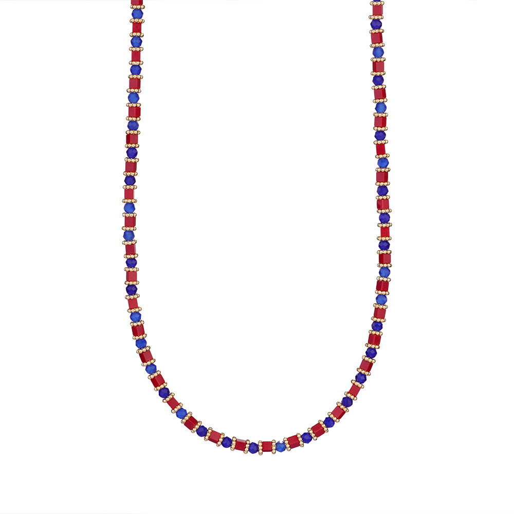 Minimalist Red Bead Choker Necklace in 18k Gold PVD Coated Stainless Steel