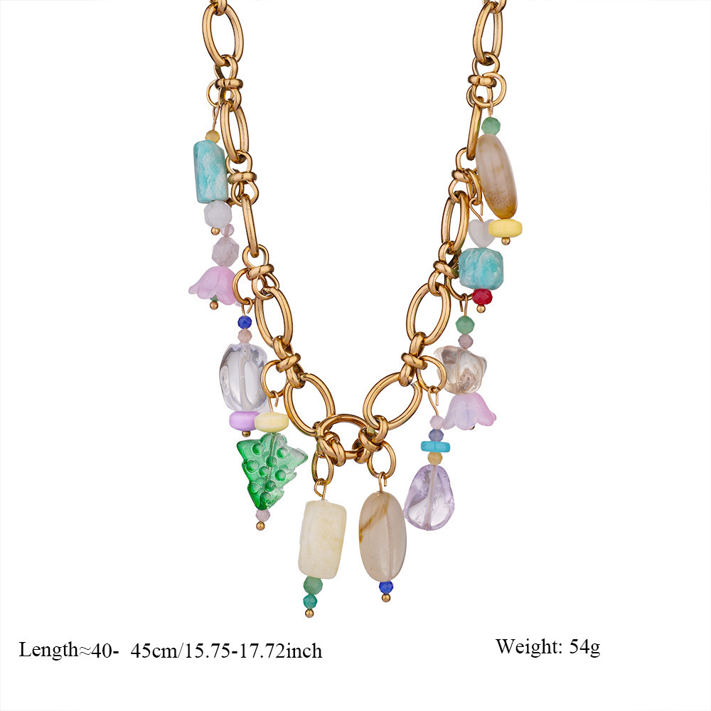 Stainless steel sweet Bohemian fruit personality retro Charm Necklace