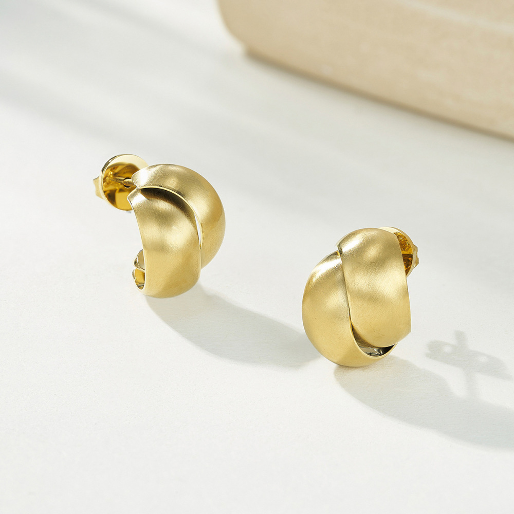 电镀轻奢哑光几何耳环扭纹耳环+五边形耳圈 通勤时尚跨境现货批发