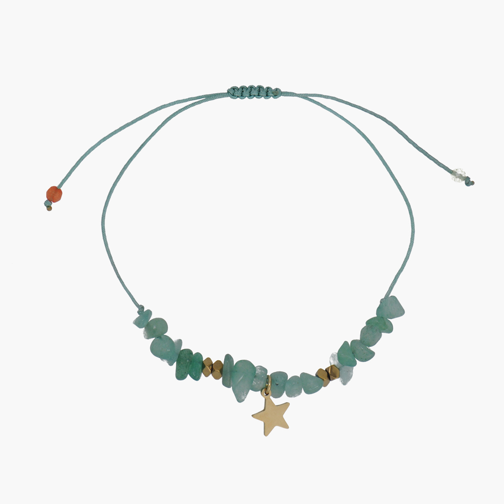 Irregular Natural Crystal Bead Cord Bracelets with Durable Stainless Steel Charm