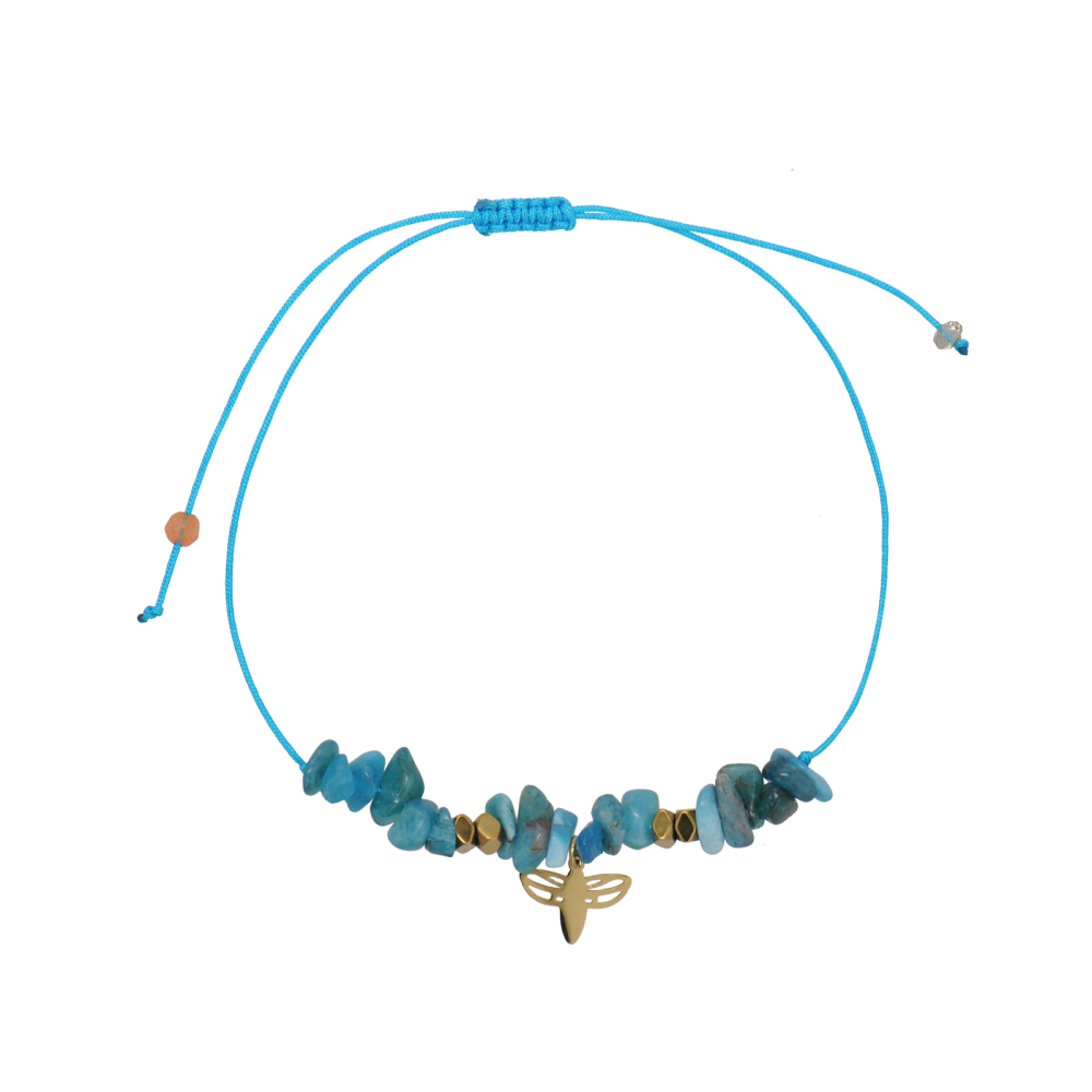 Irregular Natural Crystal Bead Cord Bracelets with Durable Stainless Steel Charm