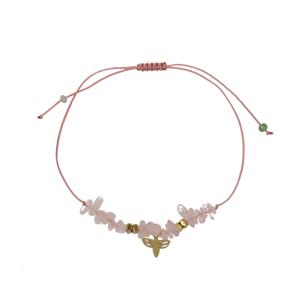 Irregular Natural Crystal Bead Cord Bracelets with Durable Stainless Steel Charm