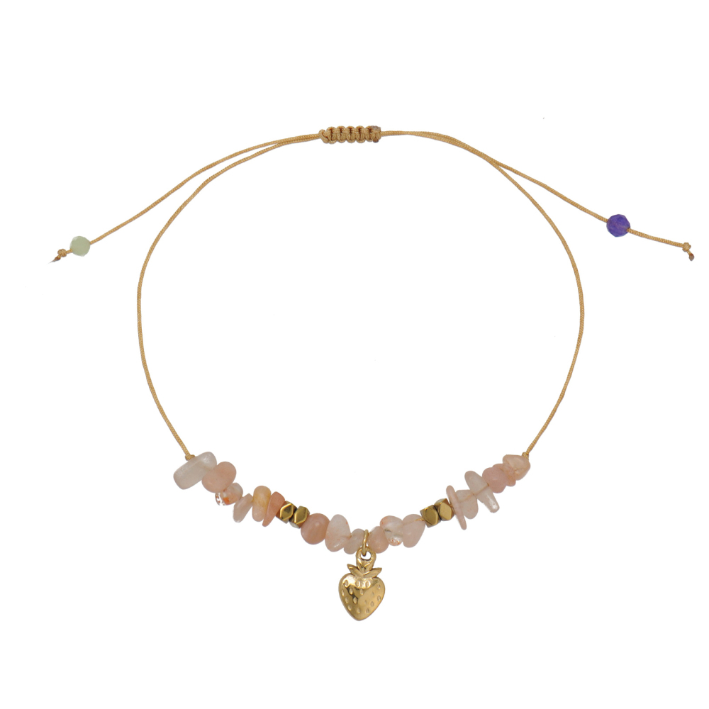 Irregular Natural Crystal Bead Cord Bracelets with Durable Stainless Steel Charm