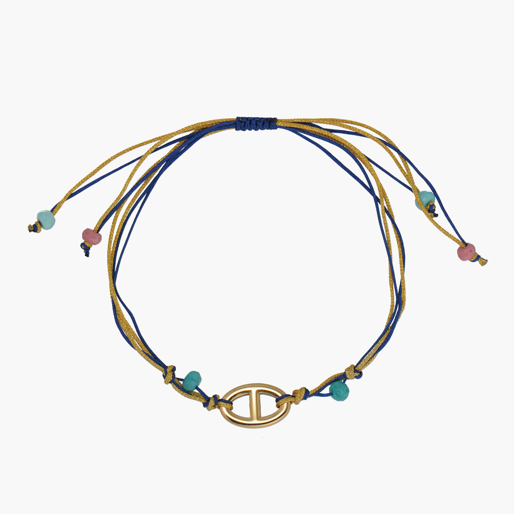 Handcrafted Mariner Link Multi-color Cord Bracelet With Natural Crystal Bead