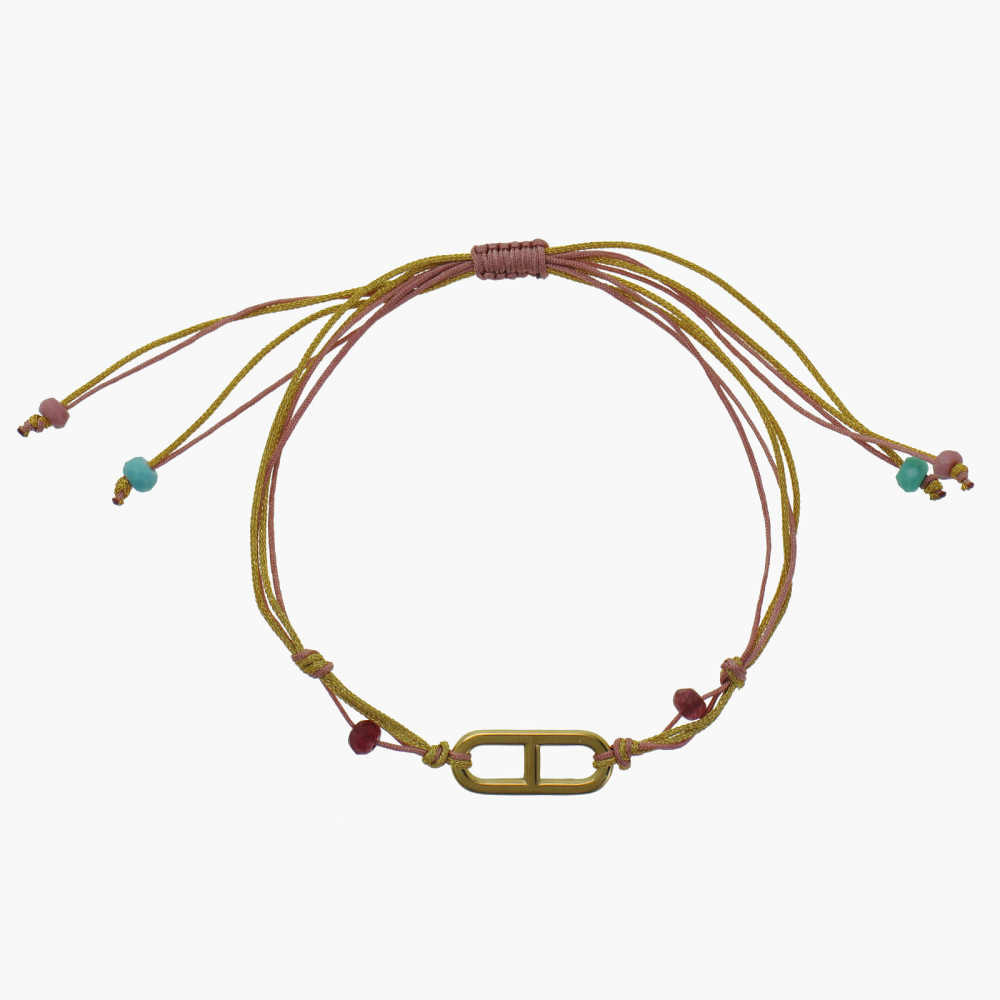 Handcrafted Mariner Link Multi-color Cord Bracelet With Natural Crystal Bead