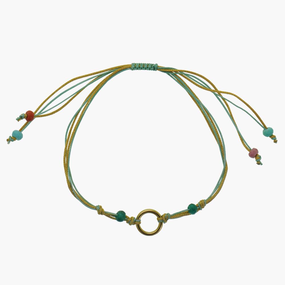 Handcrafted Mariner Link Multi-color Cord Bracelet With Natural Crystal Bead