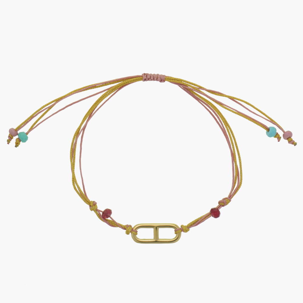 Handcrafted Mariner Link Multi-color Cord Bracelet With Natural Crystal Bead