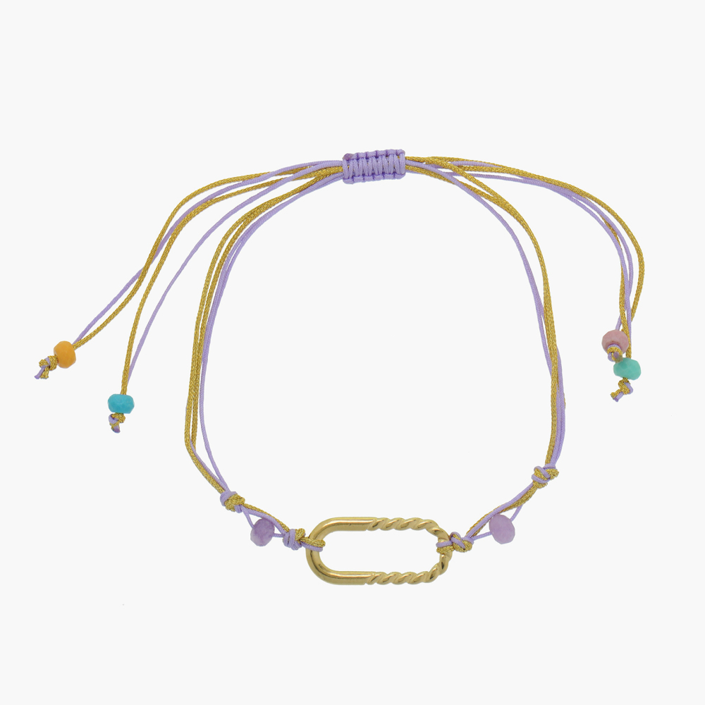 Handcrafted Mariner Link Multi-color Cord Bracelet With Natural Crystal Bead