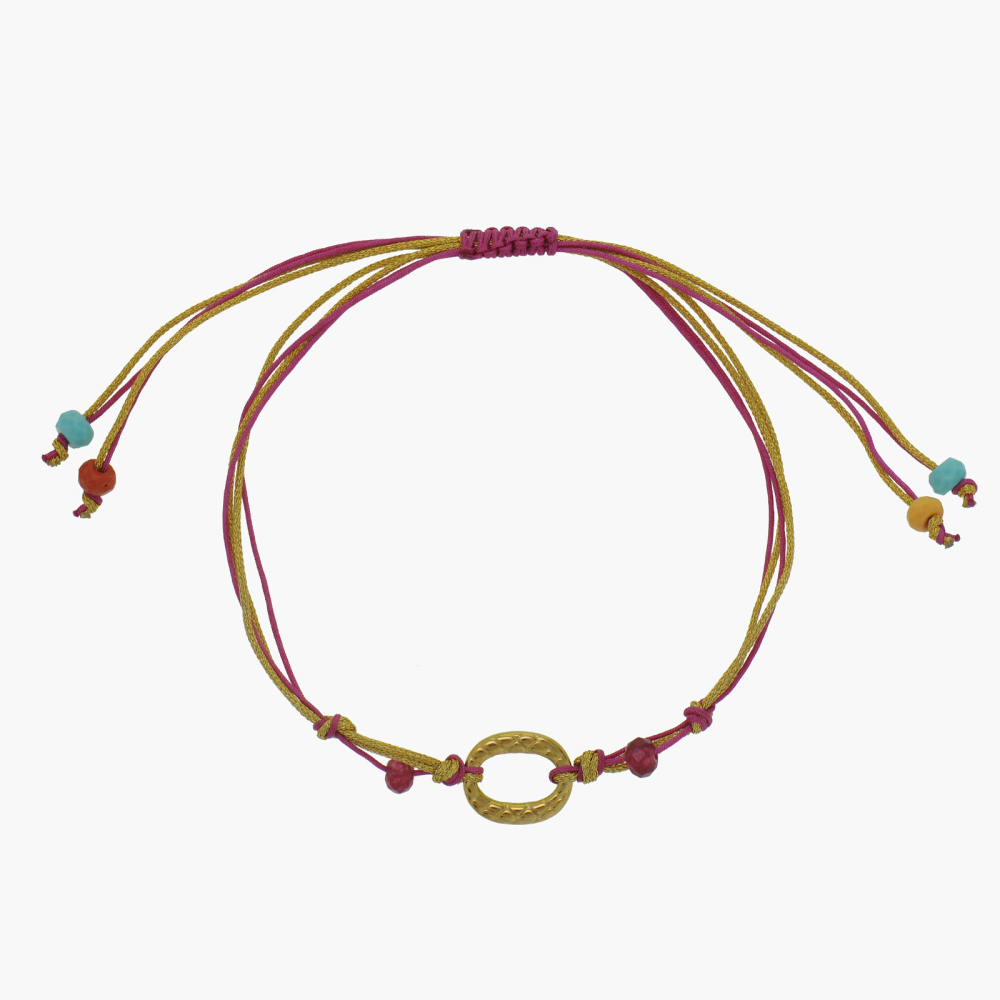 Handcrafted Mariner Link Multi-color Cord Bracelet With Natural Crystal Bead