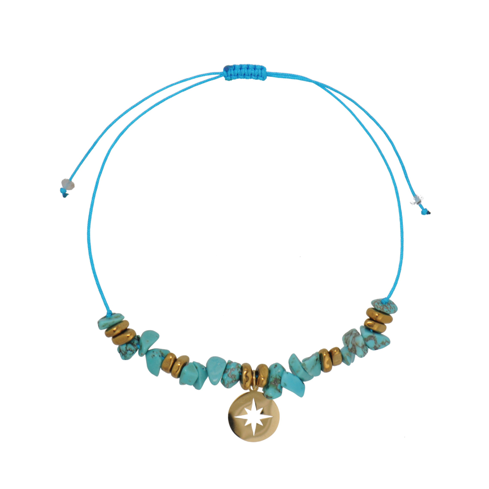 Irregular Amethyst Cord Bracelet With 14K Gold Plating Conch Charm, 5 Options Available