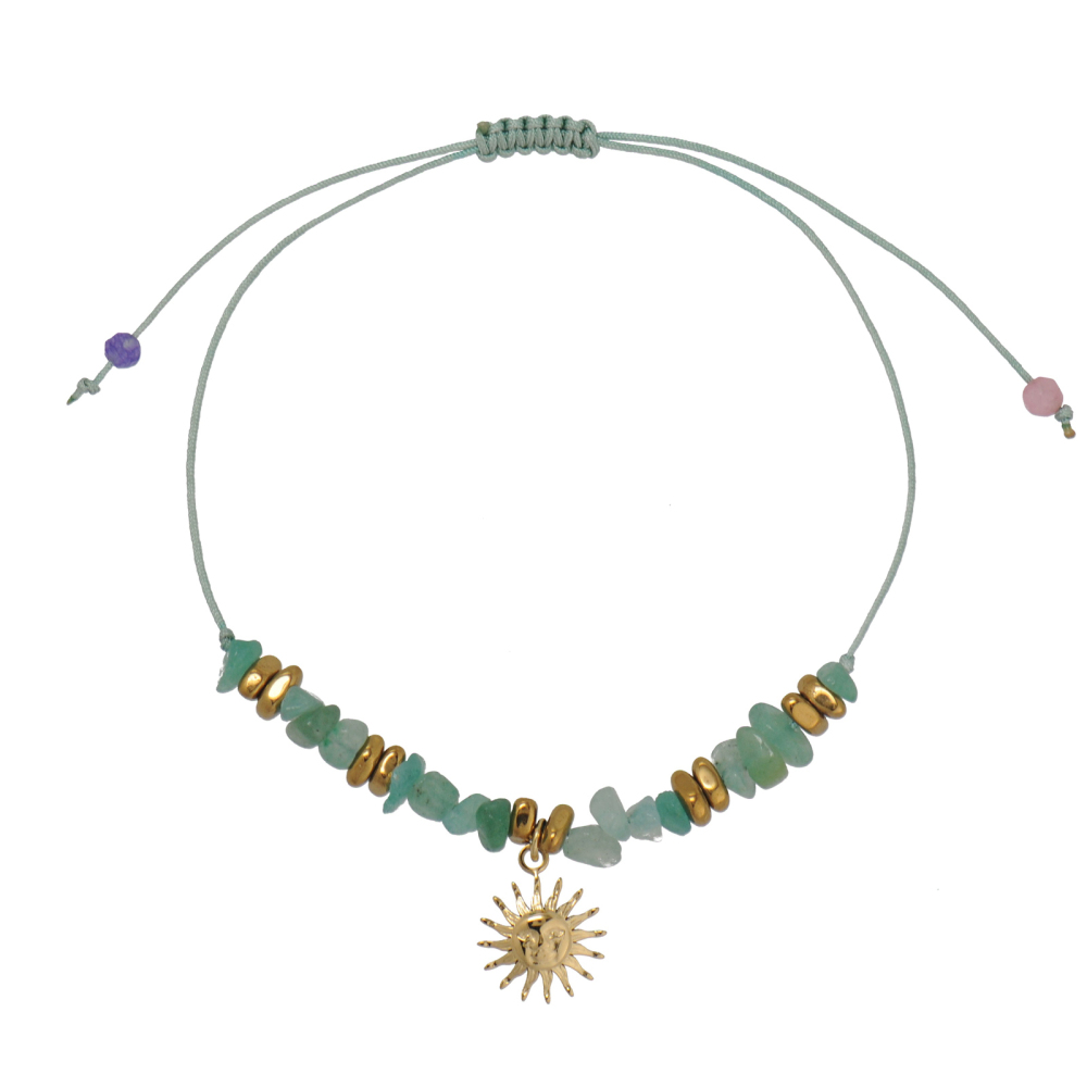 Irregular Amethyst Cord Bracelet With 14K Gold Plating Conch Charm, 5 Options Available