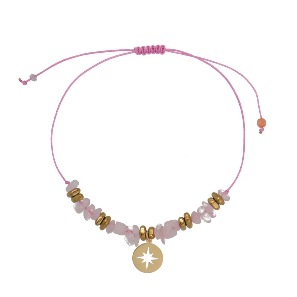 Irregular Amethyst Cord Bracelet With 14K Gold Plating Conch Charm, 5 Options Available