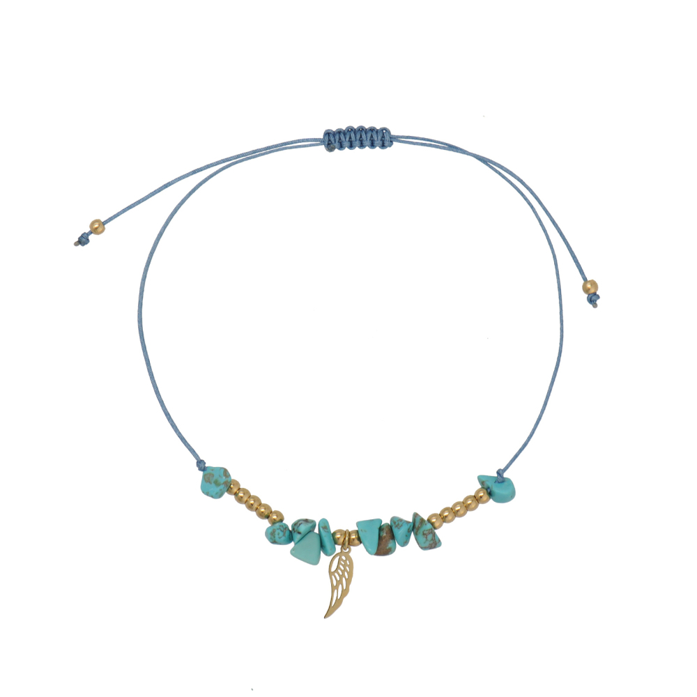 Irregular Natural Crystal  stone Cord Bracelets with Durable Stainless Steel Charm,TB25121215