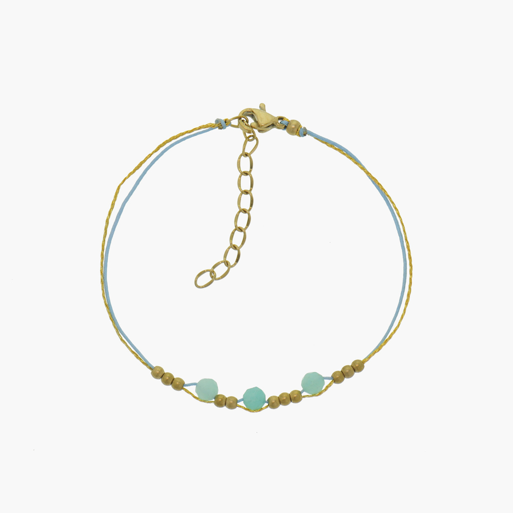 Double Strand Cord Bracelet with Natural Crystal, TB25121235