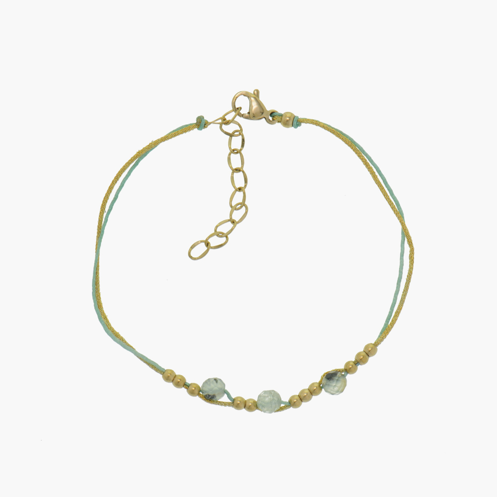 Double Strand Cord Bracelet with Natural Crystal, TB25121235