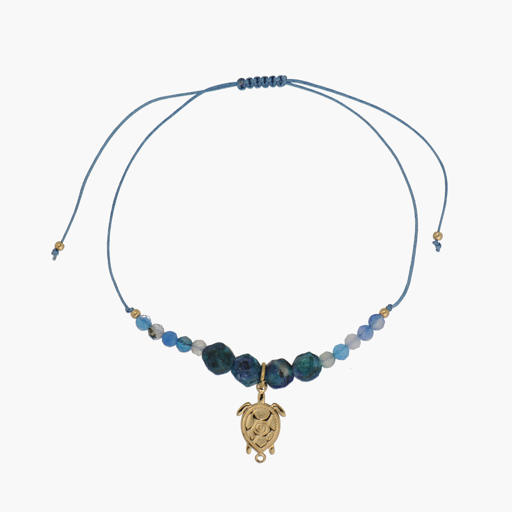 Tropical Ocean Animal Charm Cord Bracelet with Natural Crystal
