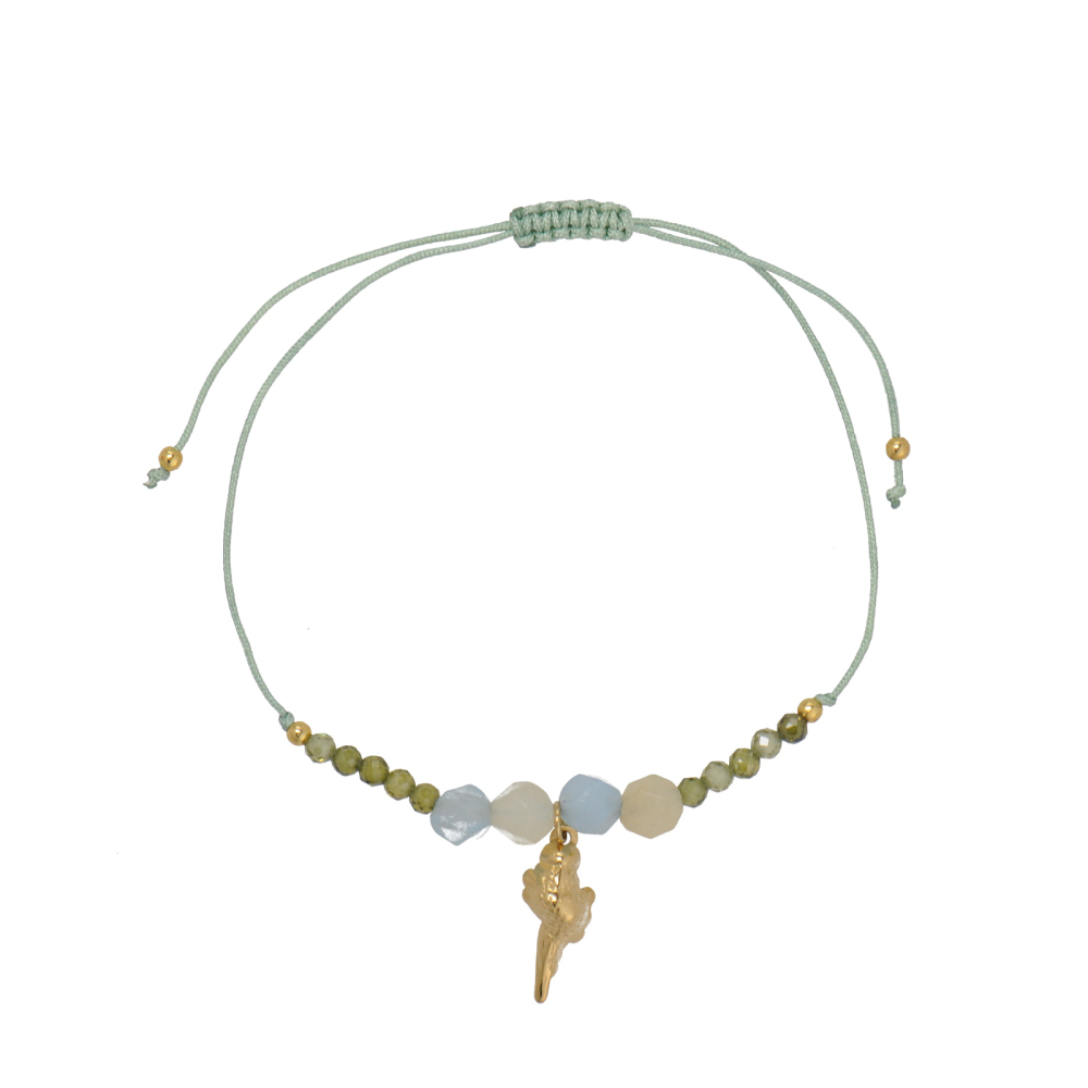 Tropical Ocean Animal Charm Cord Bracelet with Natural Crystal
