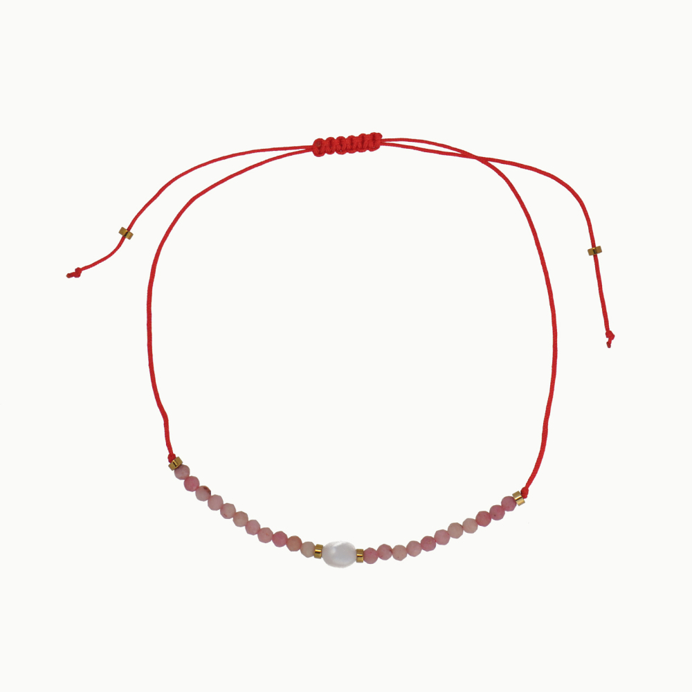 Various natural crystal beads cord bracelet with natural pearl pendant