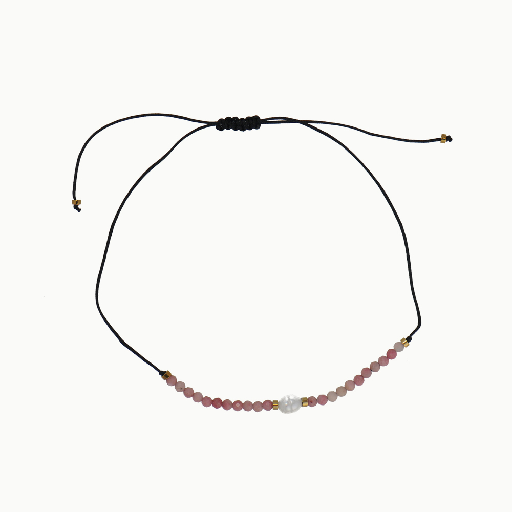 Various natural crystal beads cord bracelet with natural pearl pendant