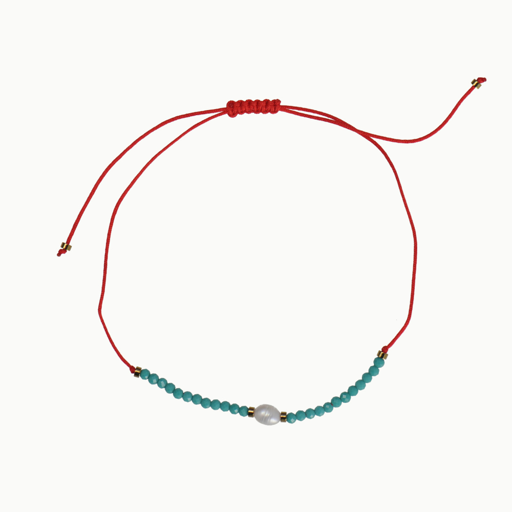 Various natural crystal beads cord bracelet with natural pearl pendant