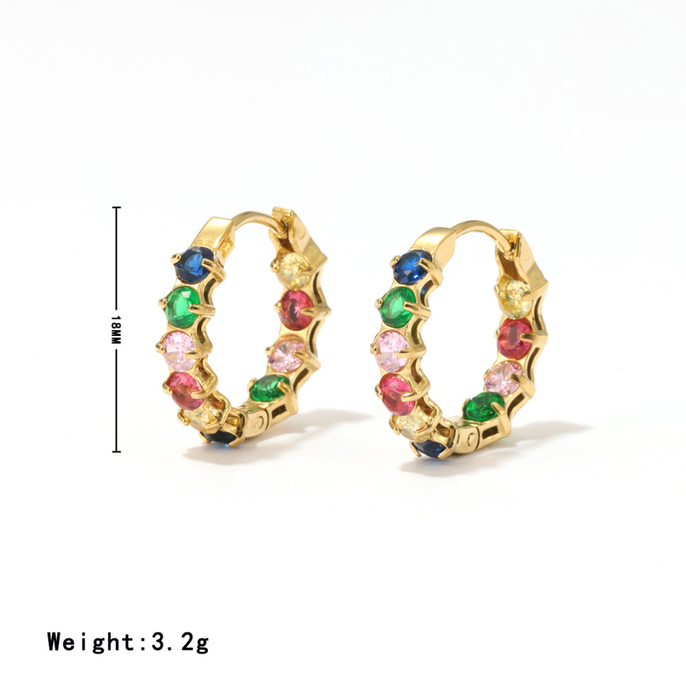 18K Gold Plating Stainless Steel Huggie Earrings Inlaid With Cubic Zirconia