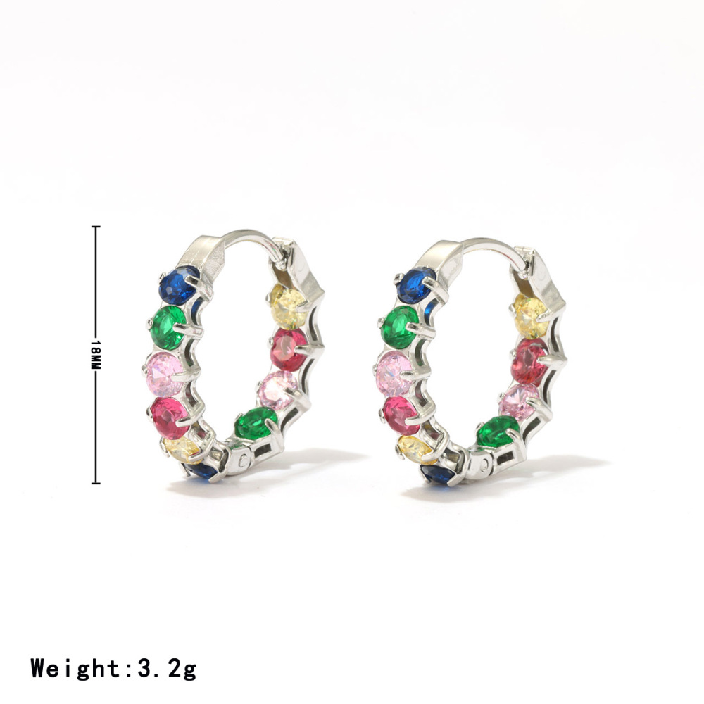 18K Gold Plating Stainless Steel Huggie Earrings Inlaid With Cubic Zirconia