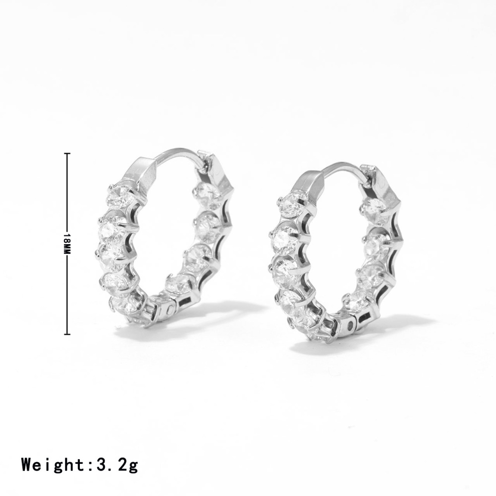 18K Gold Plating Stainless Steel Huggie Earrings Inlaid With Cubic Zirconia