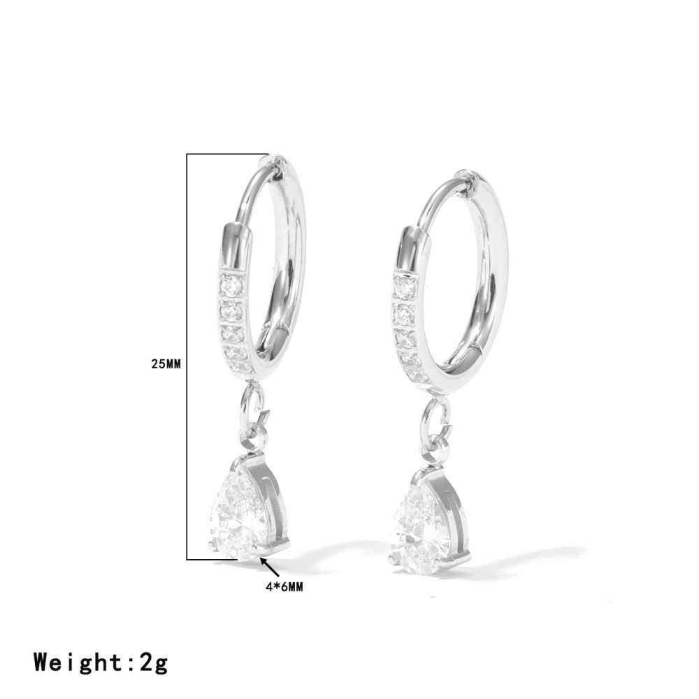 Small Hoops Earring for One Side Pave Set with a Stunning Pear Cubic Ziconia