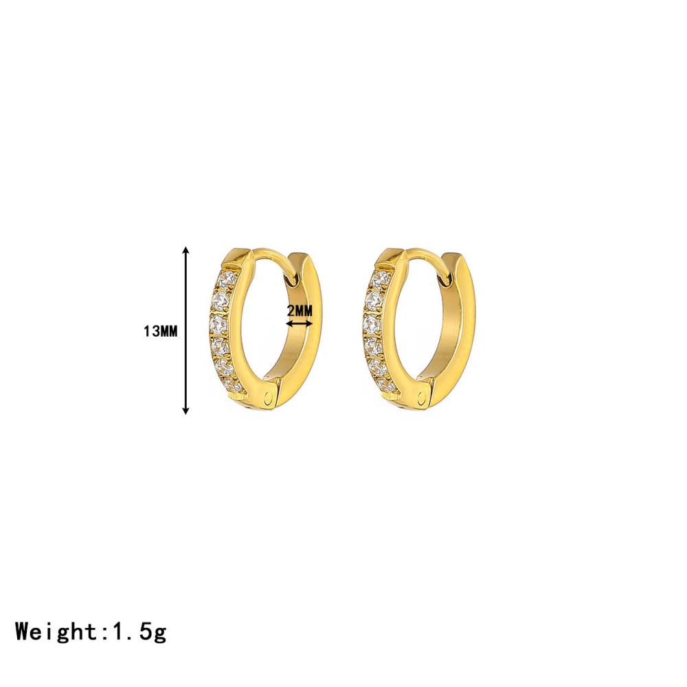 Stainless Steel Polished Yellow IP-plated with Cubic Zirconia Hinged Hoop Earrings