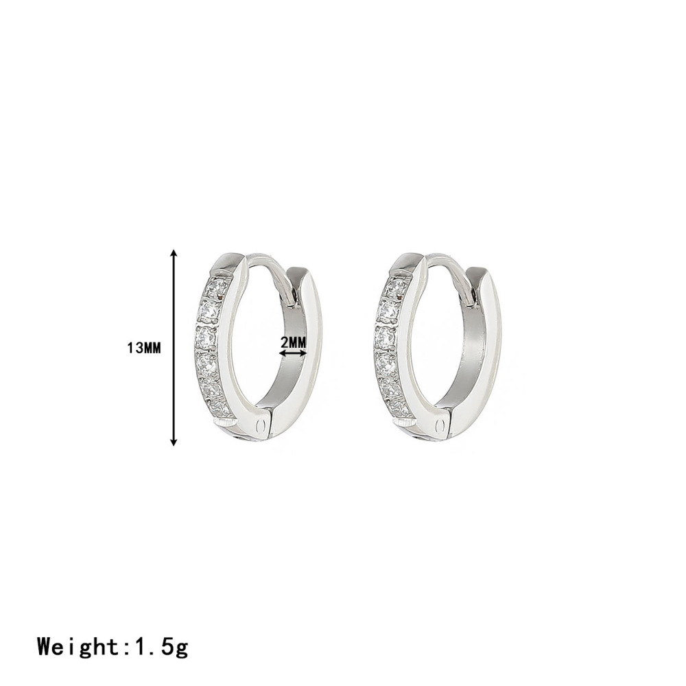 Stainless Steel Polished Yellow IP-plated with Cubic Zirconia Hinged Hoop Earrings