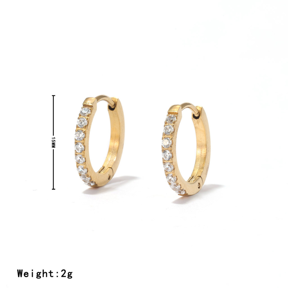 Timeless Huggie Hoop Earrings Paved With Cubic Zirconia In Stainless Steel