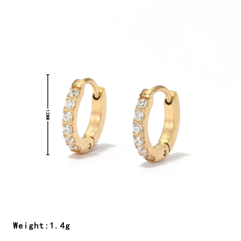 Timeless Huggie Hoop Earrings Paved With Cubic Zirconia In Stainless Steel