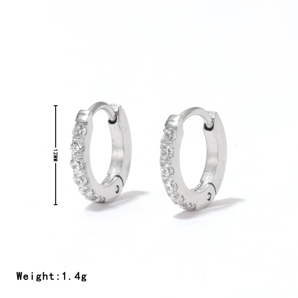 Timeless Huggie Hoop Earrings Paved With Cubic Zirconia In Stainless Steel