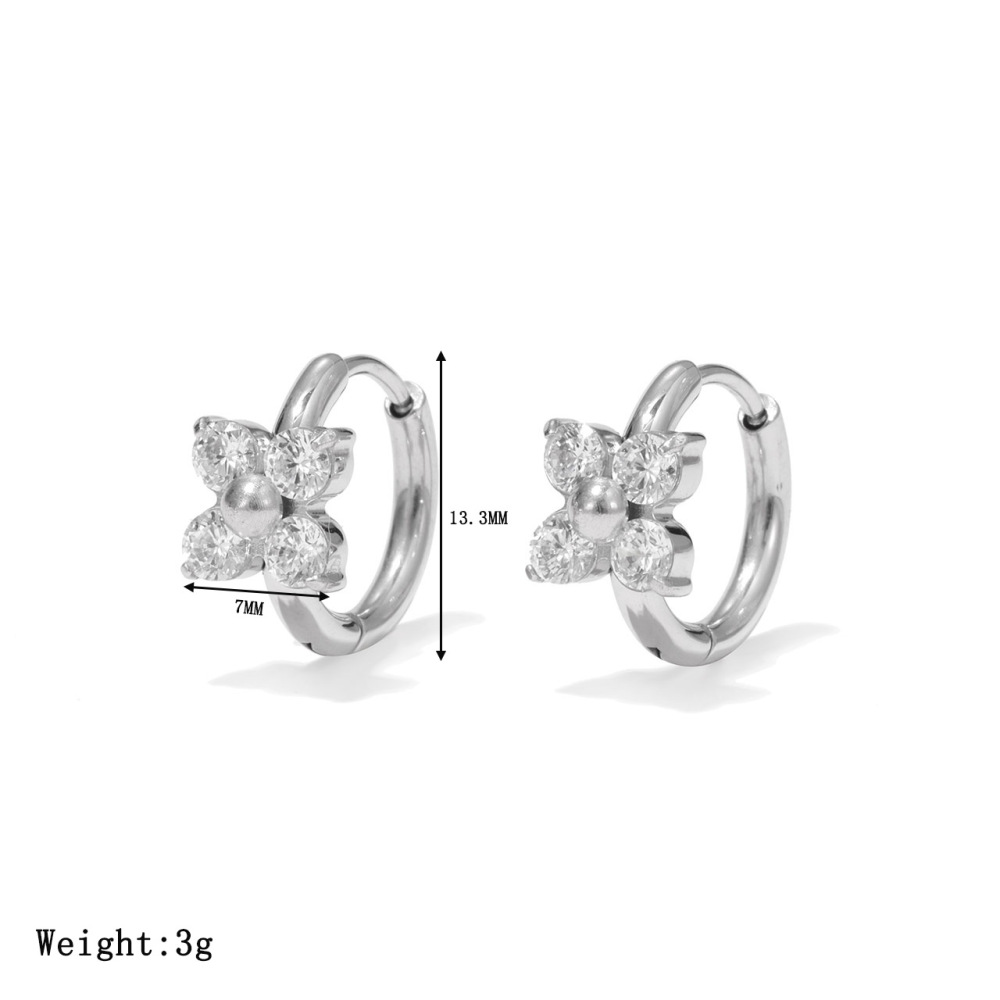 Flower Inspiration Cubic ZIrconia Huggie Hoop Earrings In Waterproof Stainless Steel