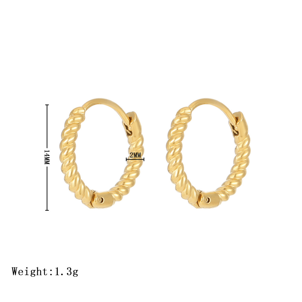 Twist Endless Huggie Hoop Earrings In Yellow Gold Plating Stainless Steel